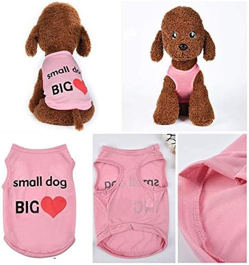 4 Pack Dog Clothes for Small Dogs Girl Yorkie Chiuahaha Pug Cute Puppy Shirt Pet Clothing Doggy Female Apparel (Large, 4PC/ Love + Issues+ Security Hugs)