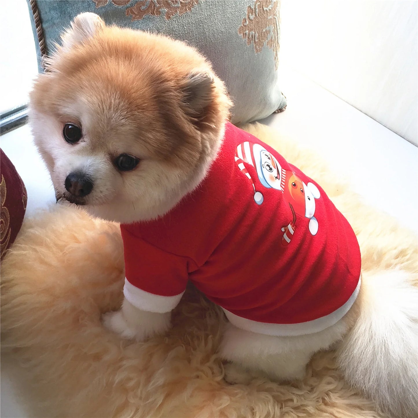 Pet Dog Winter Christmas Dog Clothes for Large Dogs Girl Print Plush Clothes Dog Warm Clothes Big Dog Pet Dog Long Sleeve Top Puppies Clothes for Boy Dogs Small Dogs Clothes for Winter Winter Dog