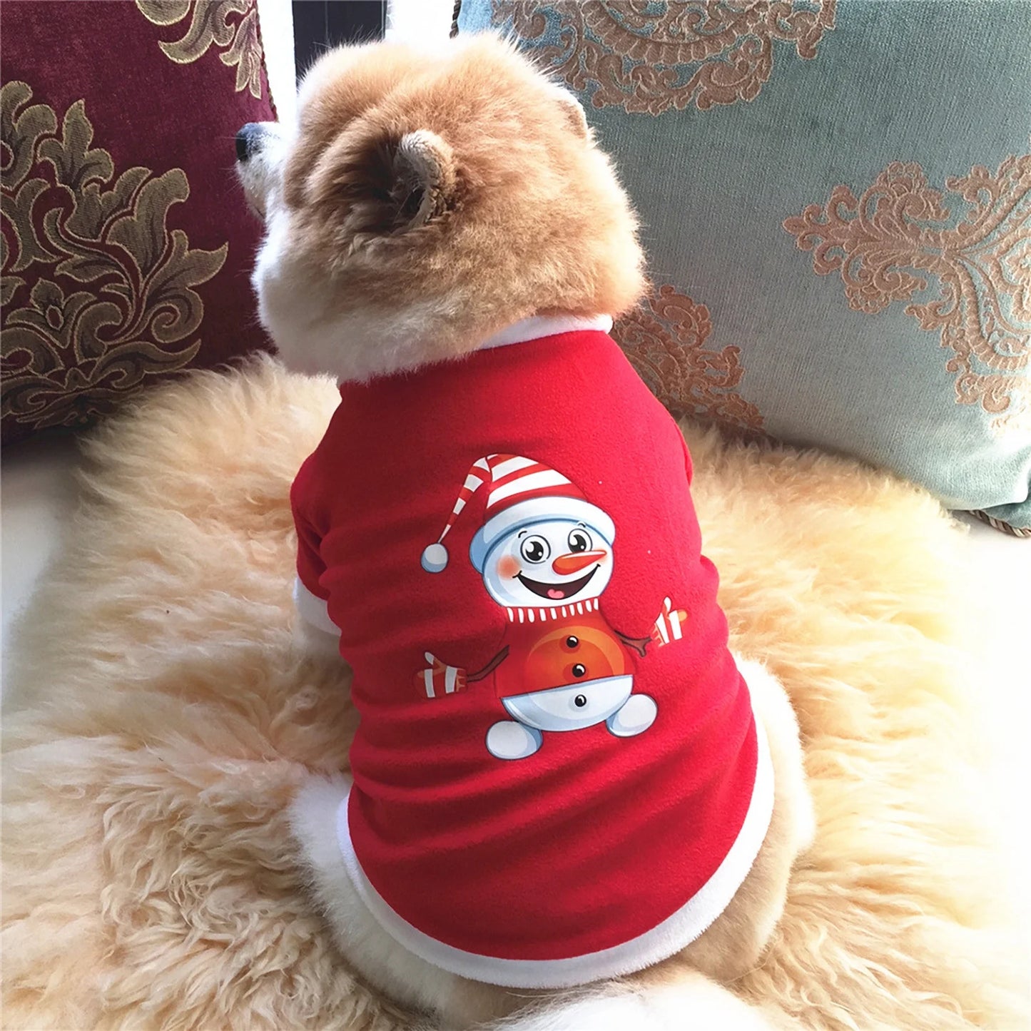 Pet Dog Winter Christmas Dog Clothes for Large Dogs Girl Print Plush Clothes Dog Warm Clothes Big Dog Pet Dog Long Sleeve Top Puppies Clothes for Boy Dogs Small Dogs Clothes for Winter Winter Dog