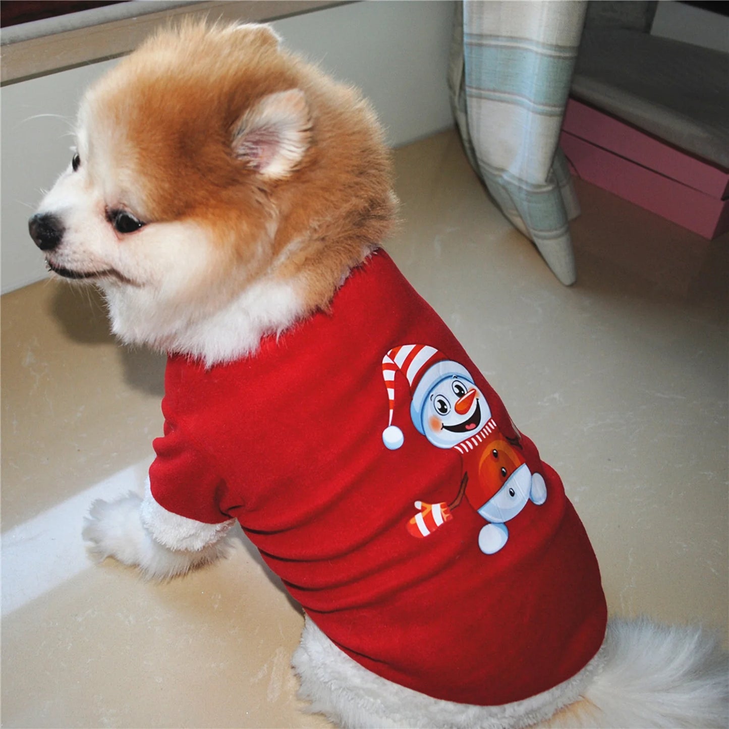 Pet Dog Winter Christmas Dog Clothes for Large Dogs Girl Print Plush Clothes Dog Warm Clothes Big Dog Pet Dog Long Sleeve Top Puppies Clothes for Boy Dogs Small Dogs Clothes for Winter Winter Dog