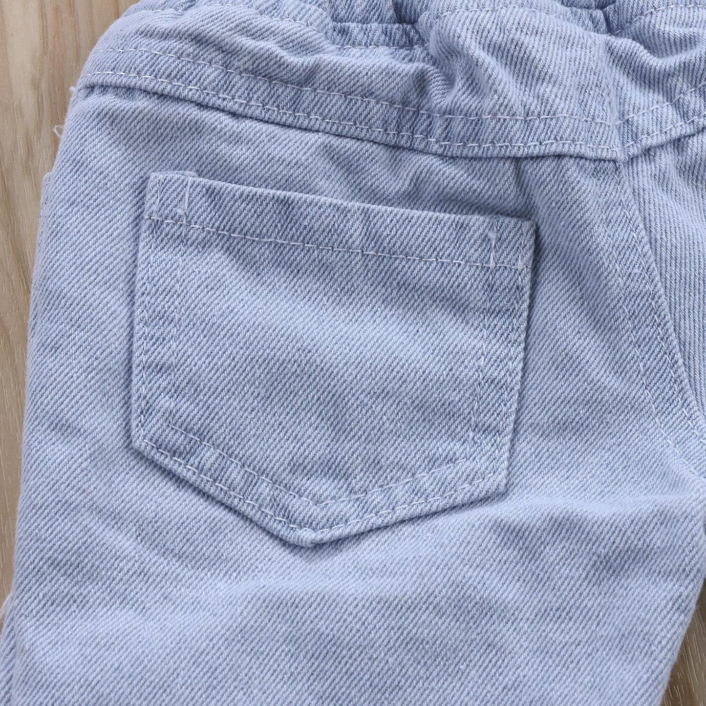 Newborn Kids Baby Girls off Shoulder Tops Denim Pants Hole Jeans Outfits Toddler Infant Clothes (Blue, 6-12Months)