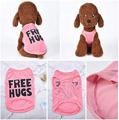 4 Pack Dog Clothes for Small Dogs Girl Yorkie Chiuahaha Pug Cute Puppy Shirt Pet Clothing Doggy Female Apparel (Large, 4PC/ Love + Issues+ Security Hugs)
