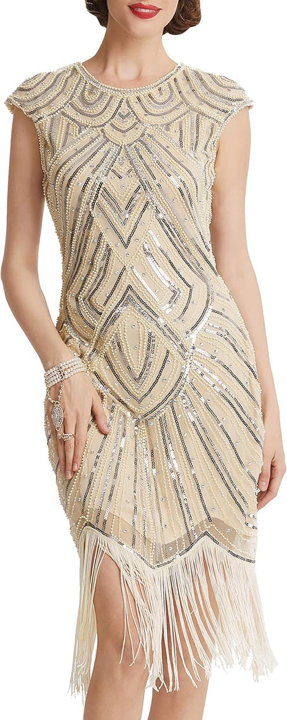 Women'S Flapper Dresses 1920S Beaded Fringed Great Gatsby Dress