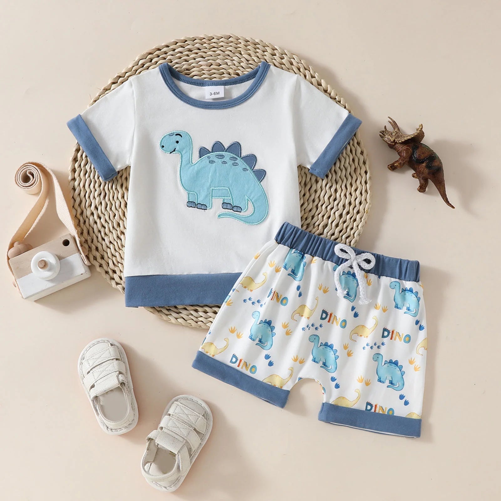 Toddler Boy Summer Shorts Set 2 Piece Girls Short Sleeve Cartoon Prints T Shirt Pullover Tops Shorts Clothes Set Outfits,Size 12-181 Months
