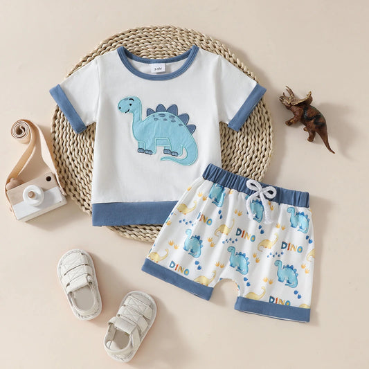 Toddler Boy Summer Shorts Set 2 Piece Girls Short Sleeve Cartoon Prints T Shirt Pullover Tops Shorts Clothes Set Outfits,Size 12-181 Months